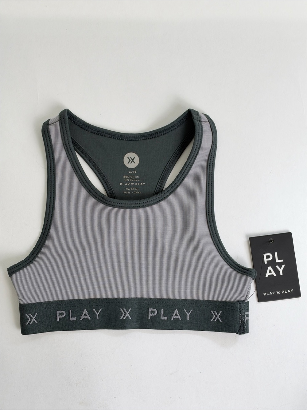 Rylee & Cru Gray Ribbed Racerback Sports Bra